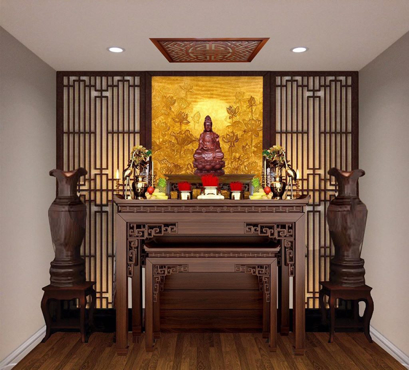 bàn thờ Phật và Gia tiên