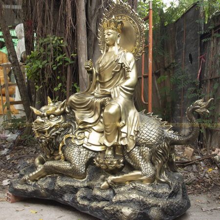 Tượng Phật Địa Tạng Vương Bồ Tát cưỡi Đề Thính cao 180cm