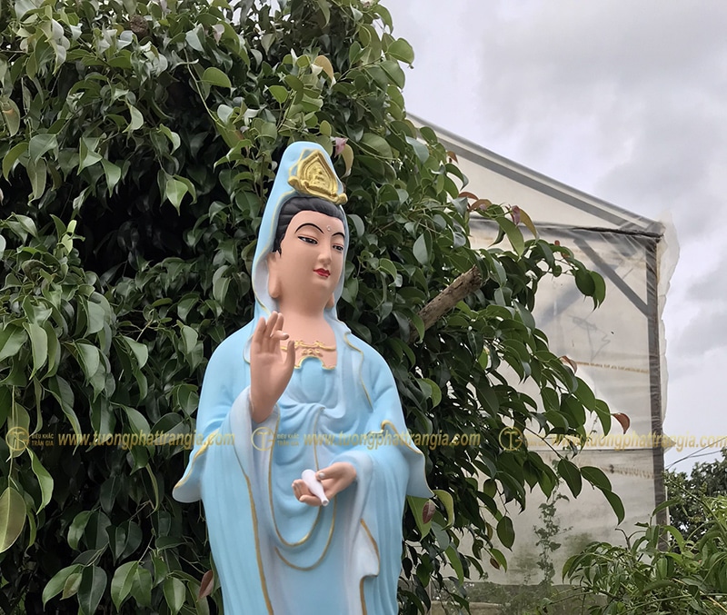 Tượng Phật Quan Âm đứng đài sen cao 80cm