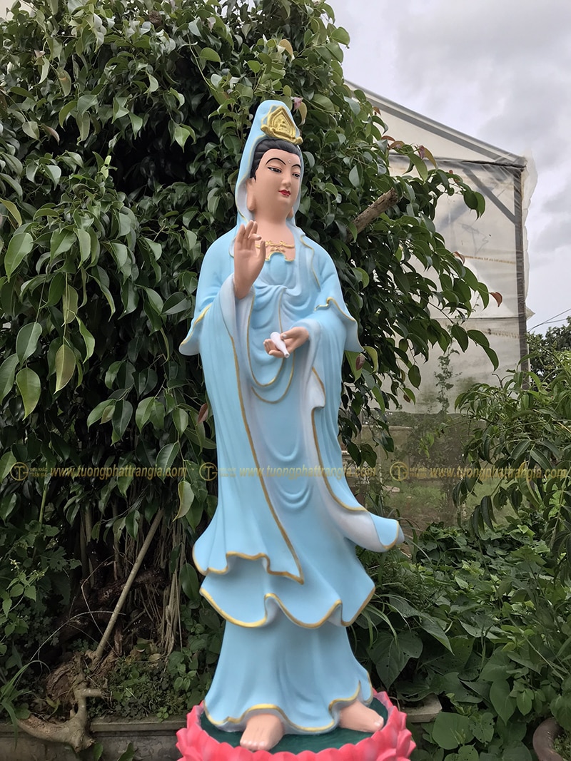 Tượng Phật Quan Âm đứng đài sen 80cm