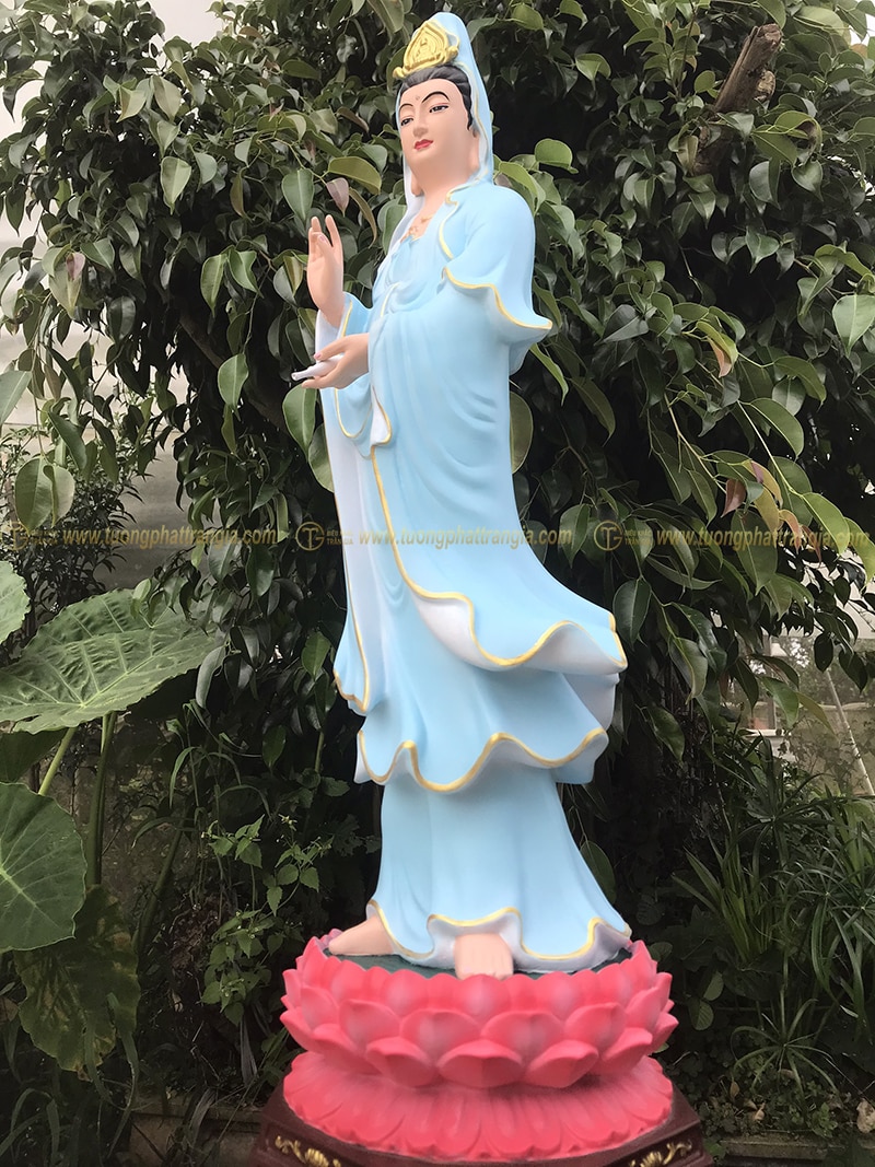Tượng Phật Quan Âm đứng đài sen 80cm