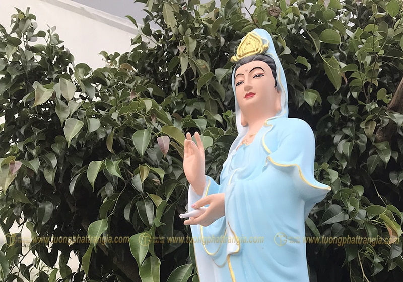 Tượng Phật Quan Âm đứng đài sen 80cm