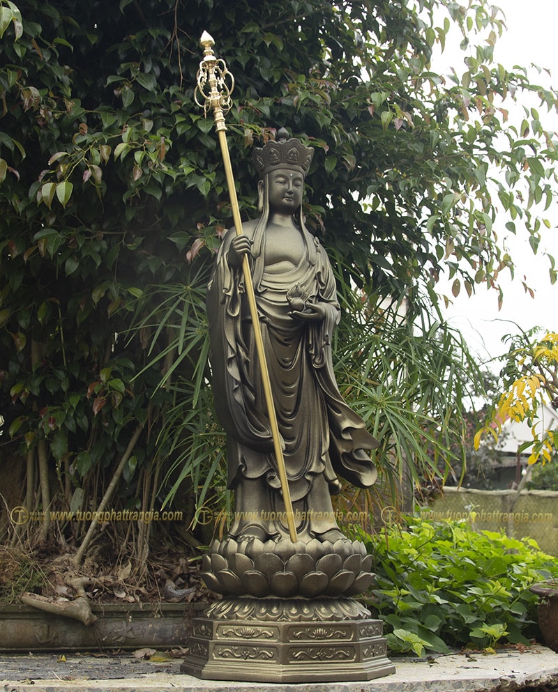 Tượng Địa Tạng Bồ Tát đứng đài sen cao 130cm