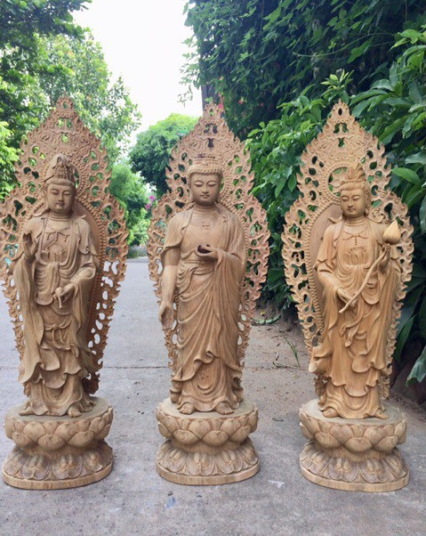 Tượng Tây Phương Tam Thánh bằng gỗ