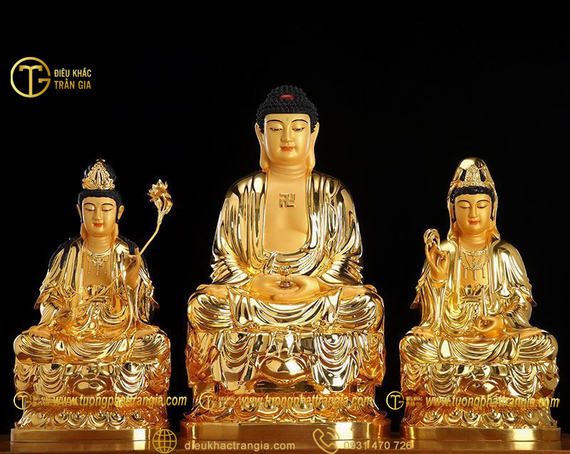 tượng tây phương tam thánh bằng đồng