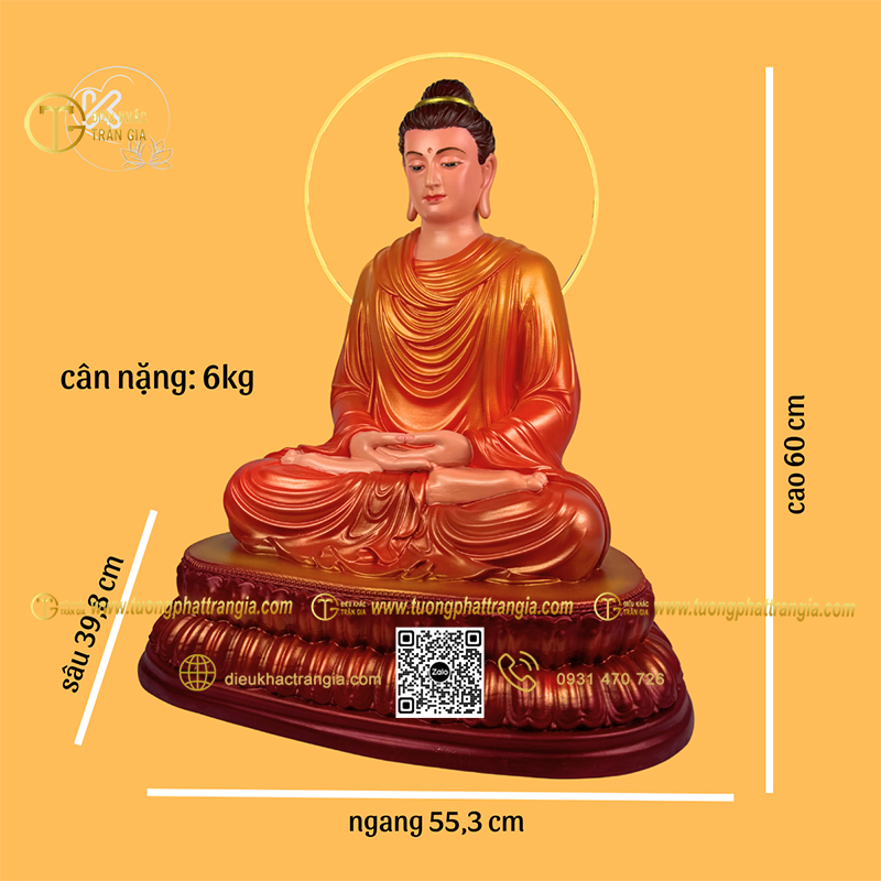 Tượng Phật ngồi thiền 60cm