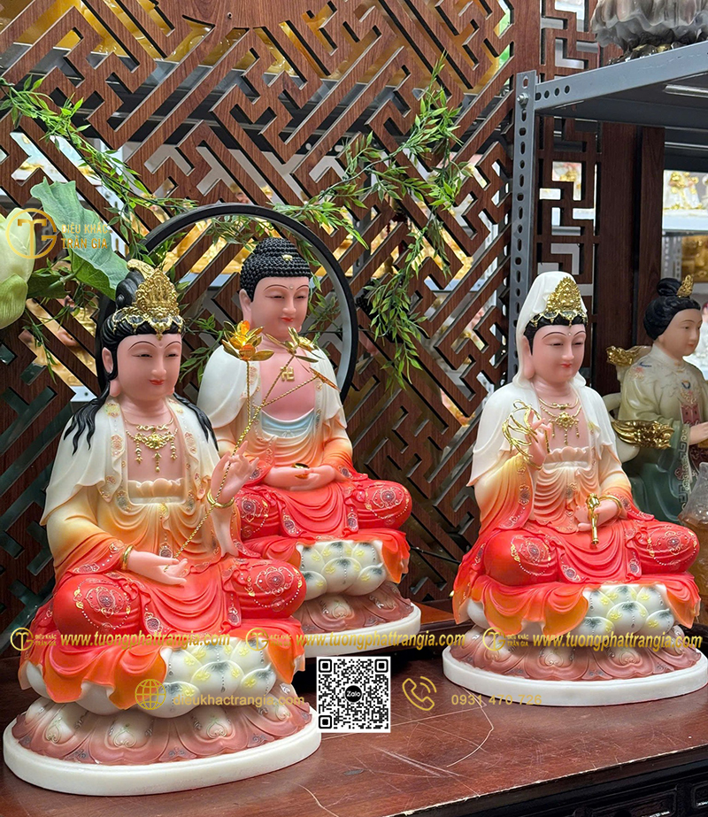 báo giá tượng Tây Phương Tam Thánh bằng bột đá