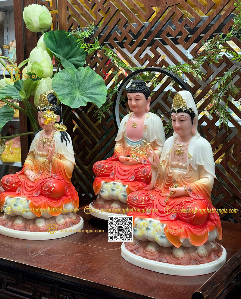 báo giá tượng Tây Phương Tam Thánh bằng bột đá