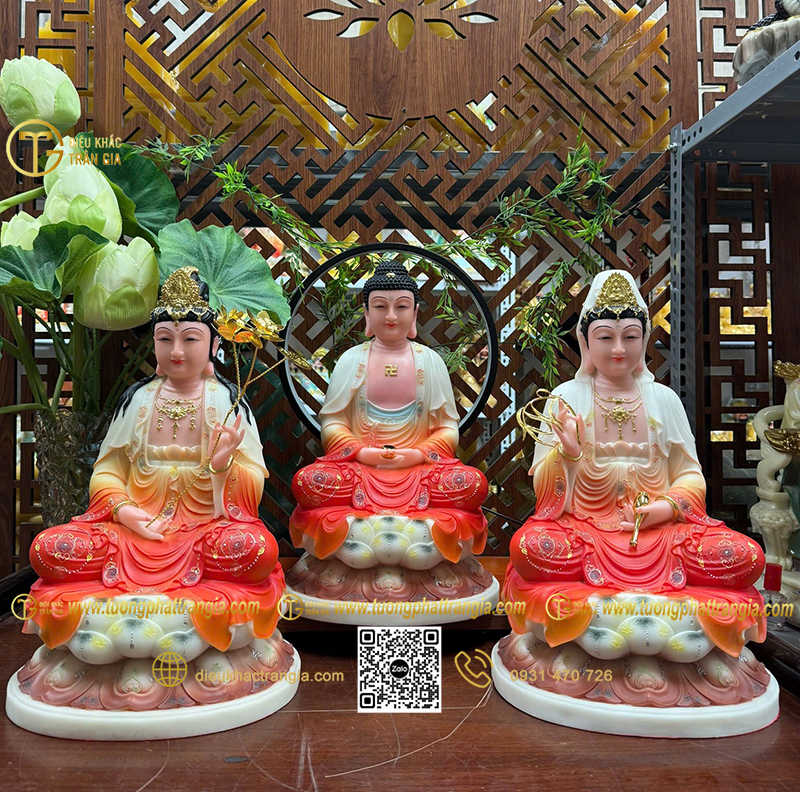 xưởng đúc tượng Tây Phương Tam Thánh bột đá