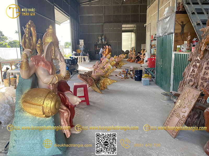 Hình ảnh Tượng Thần Voi Thái Lan Ganesha ngồi 150cm