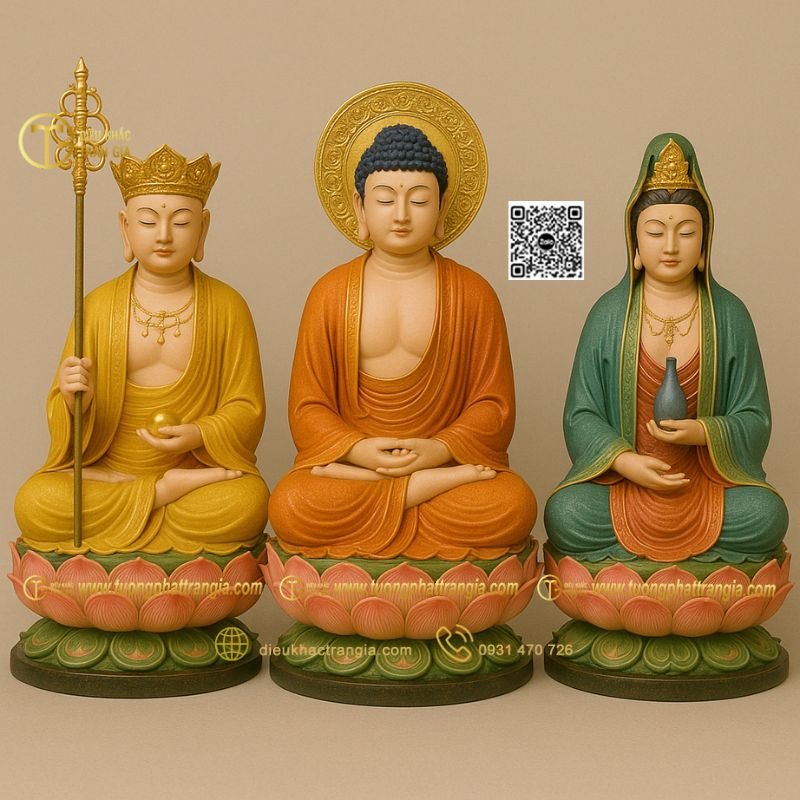 Báo giá tượng Ta Bà Tam Thánh nhựa composite