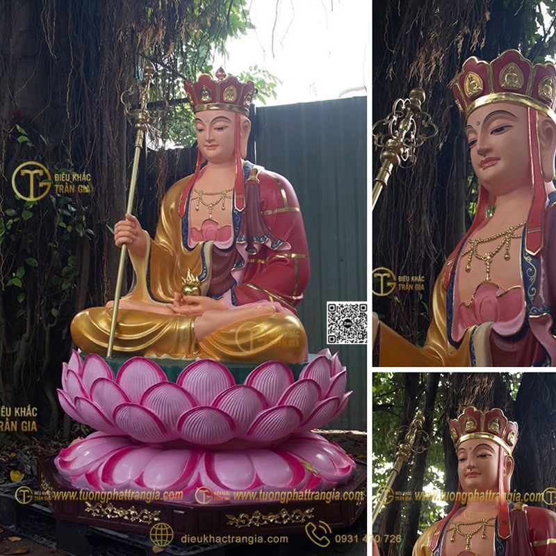 tượng địa tạng vương bồ tát ngồi đài sen