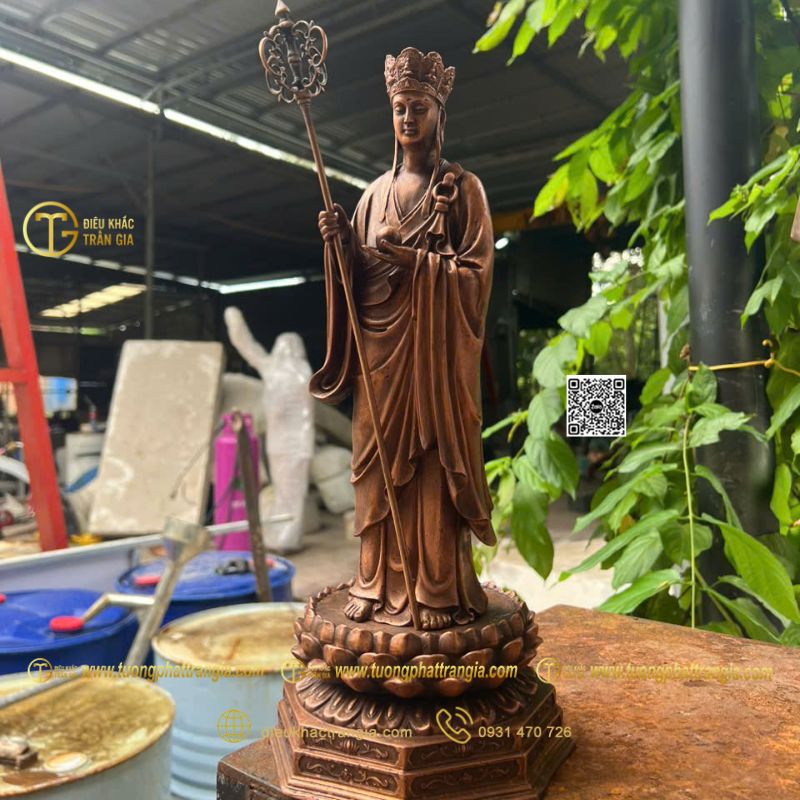 Tượng Địa Tạng Bồ Tát bằng đồng 40cm