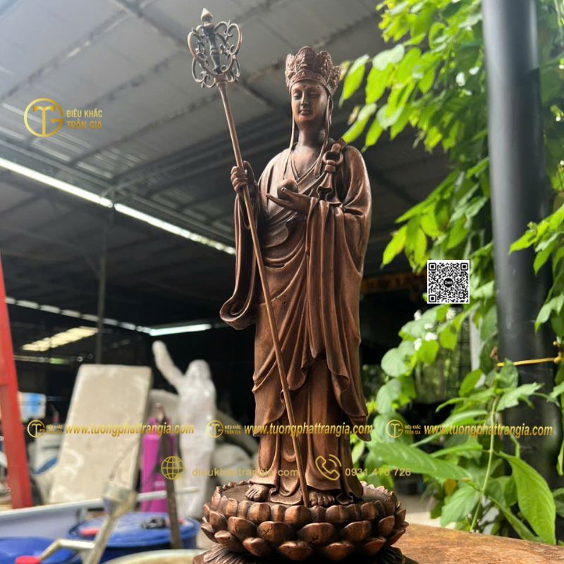 Tượng Địa Tạng Bồ Tát bằng đồng 40cm