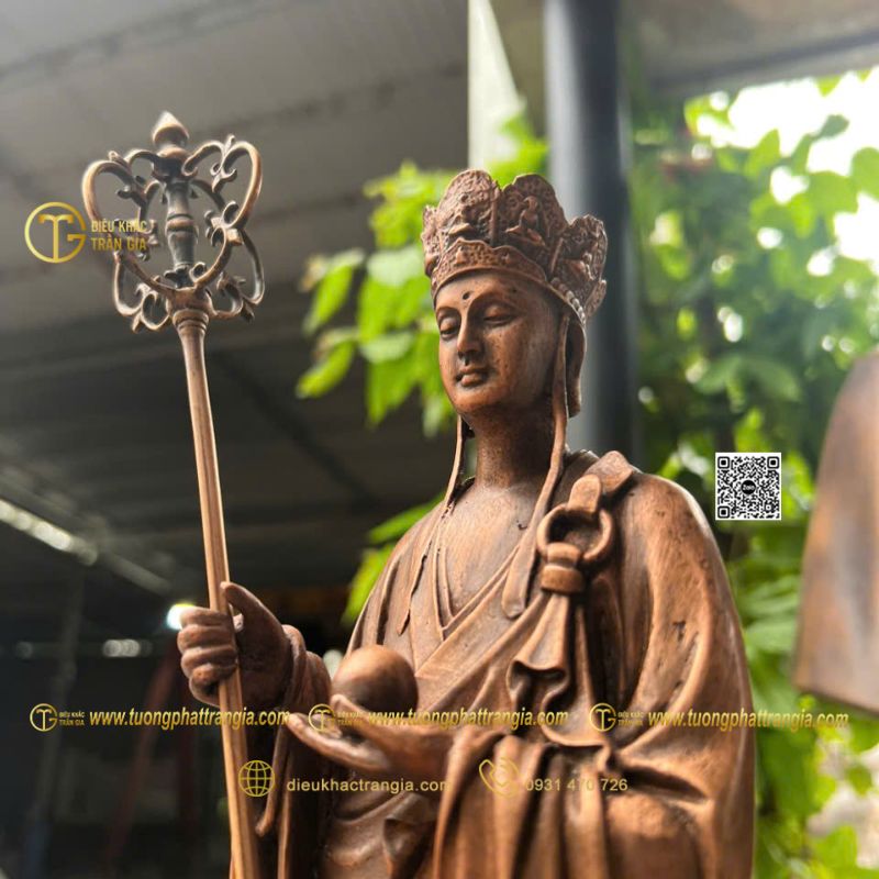 Tượng Địa Tạng Bồ Tát bằng đồng 40cm