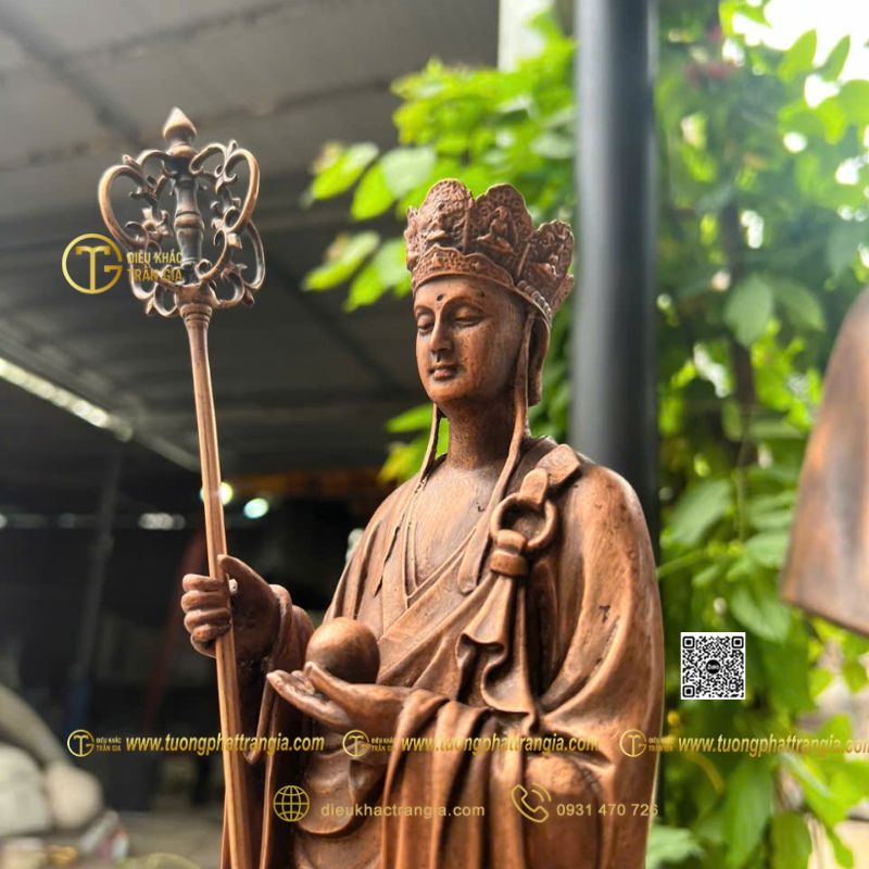 Tượng Địa Tạng Bồ Tát bằng đồng 40cm
