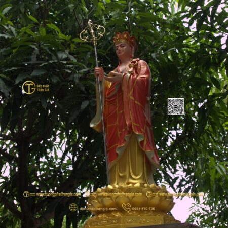 Tượng Địa Tạng Vương Bồ Tát đứng đài sen 100cm