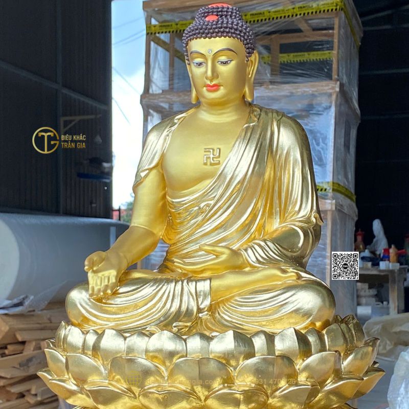 Tượng Phật A Di Đà ngồi đài sen 50cm 5
