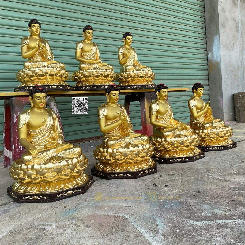 Bộ tượng Thất Phật Dược Sư Lưu Ly 50cm