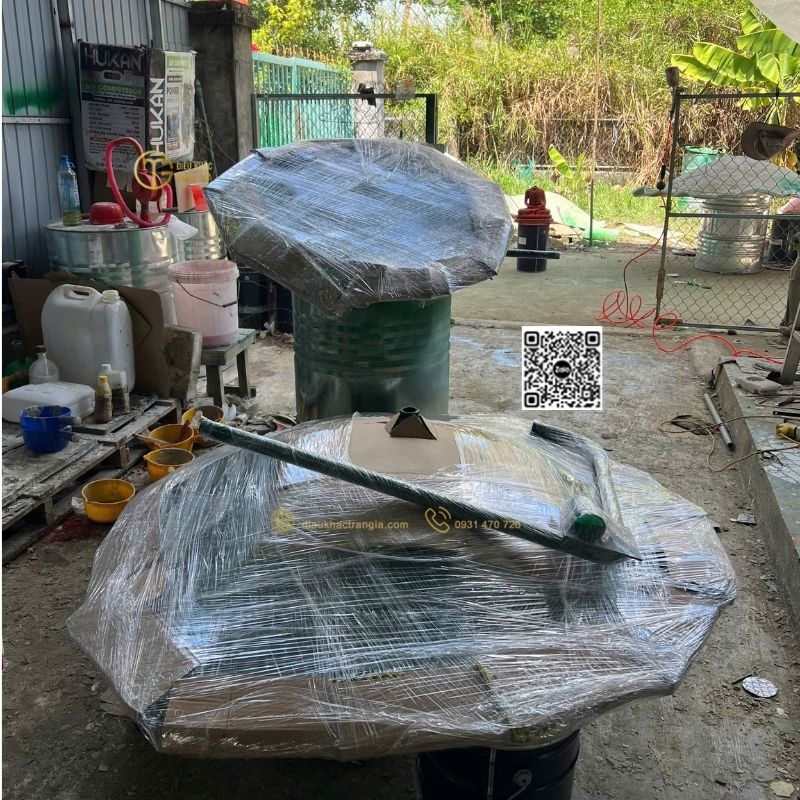 lắp đặt Lá sen che tượng Phật ngoài trời tại Trần Gia