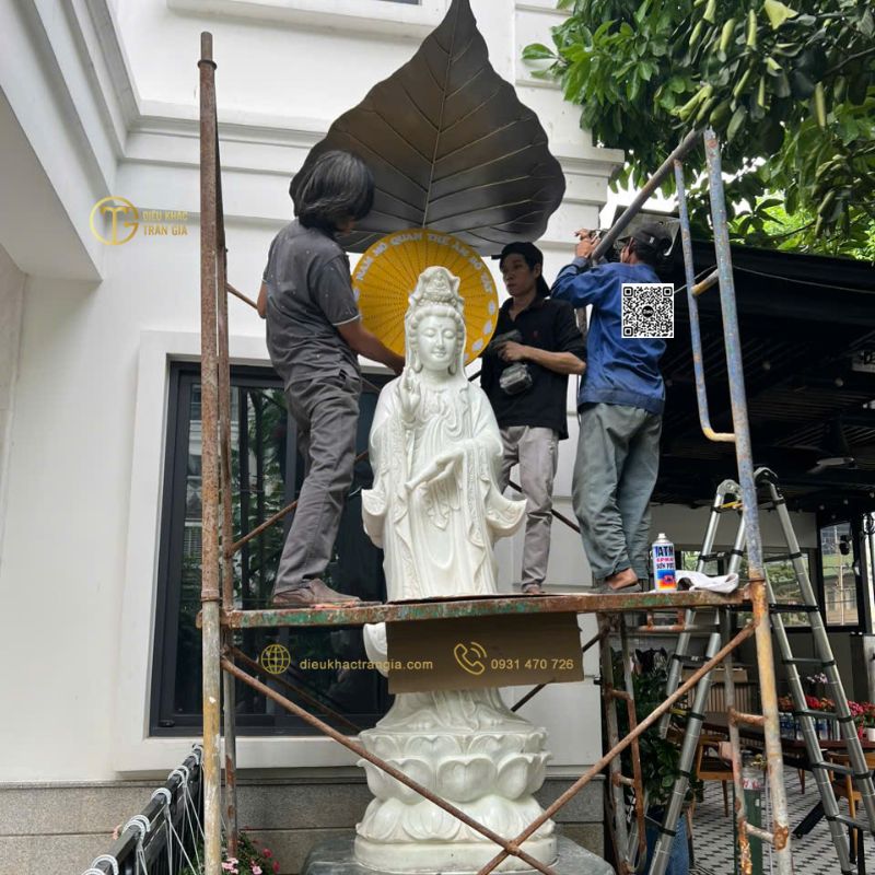 mái che tượng phật quan âm ngoài trời
