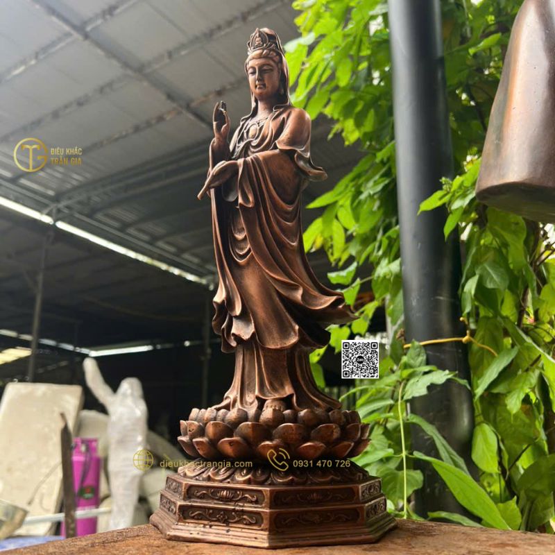 Tượng Phật Quan Âm bằng đồng 40cm