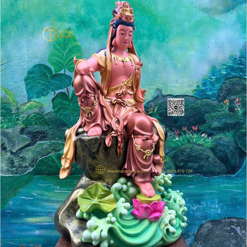 Tượng Phật Quan Âm tự tại 75cm