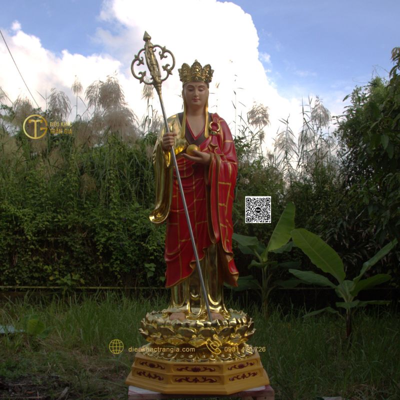 Tượng Địa Tạng đứng đài sen 180cm