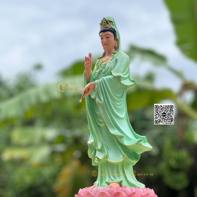 hình ảnh mẫu Tượng Phật Quan Âm Đứng Đài Sen 45cm tại xưởng Trần Gia