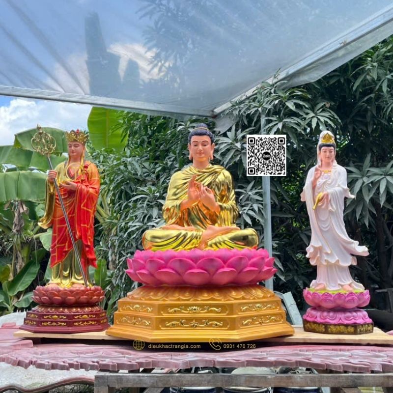 Hình ảnh mẫu Bộ Tượng Ta Bà Tam Thánh Đứng Đài Sen 1m1 tại Trần Gia