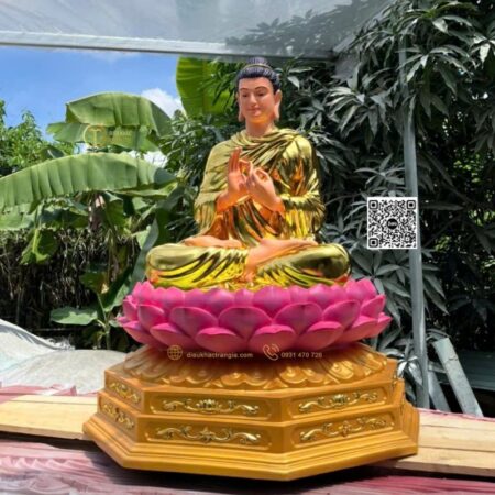 Tượng Phật Bổn Sư Chuyển Pháp Luân Dát Vàng 110cm