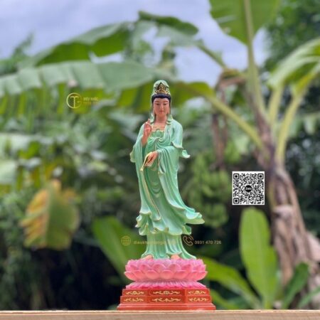 Tượng Phật Quan Âm Đứng Đài Sen 45cm