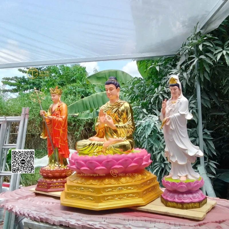 Hình ảnh mẫu Bộ Tượng Ta Bà Tam Thánh Đứng Đài Sen 1m1 tại Trần Gia