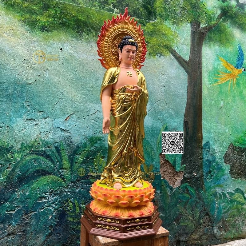 Hình ảnh mẫu Tượng Phật Adida Tiếp Dẫn 101cm tại xưởng Trần Gia