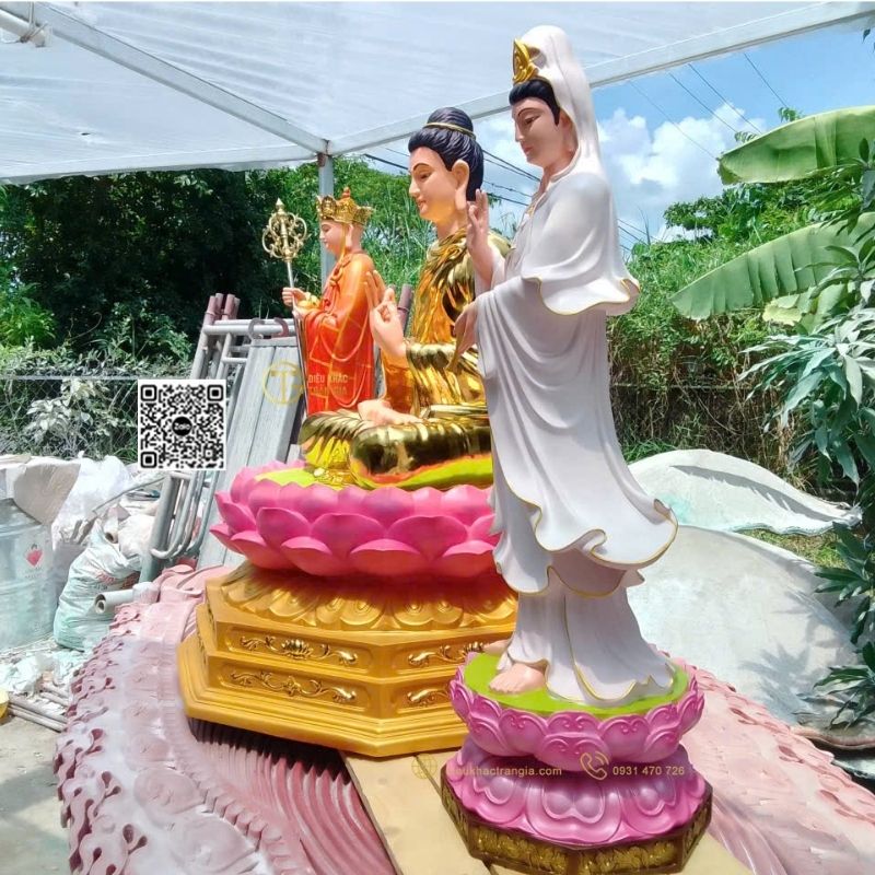 Hình ảnh mẫu Bộ Tượng Ta Bà Tam Thánh Đứng Đài Sen 1m1 tại Trần Gia
