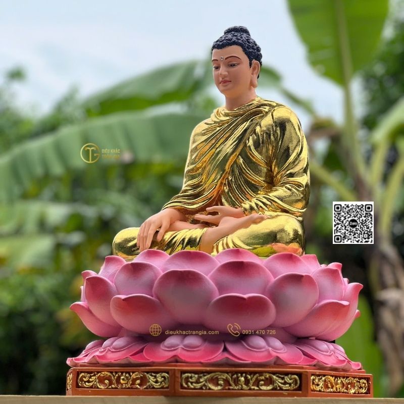 Một số hình ảnh mẫu Tượng Phật Bổn Sư Ấn Địa Xúc Ngồi Đài Sen 50cm tại xưởng Trần Gia
