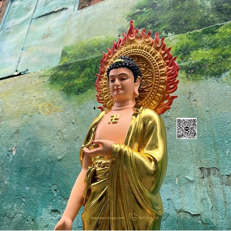 Hình ảnh mẫu Tượng Phật Adida Tiếp Dẫn 101cm tại xưởng Trần Gia