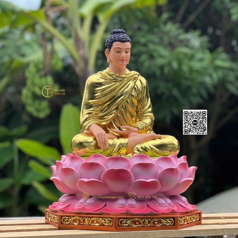 Một số hình ảnh mẫu Tượng Phật Bổn Sư Ấn Địa Xúc Ngồi Đài Sen 50cm tại xưởng Trần Gia