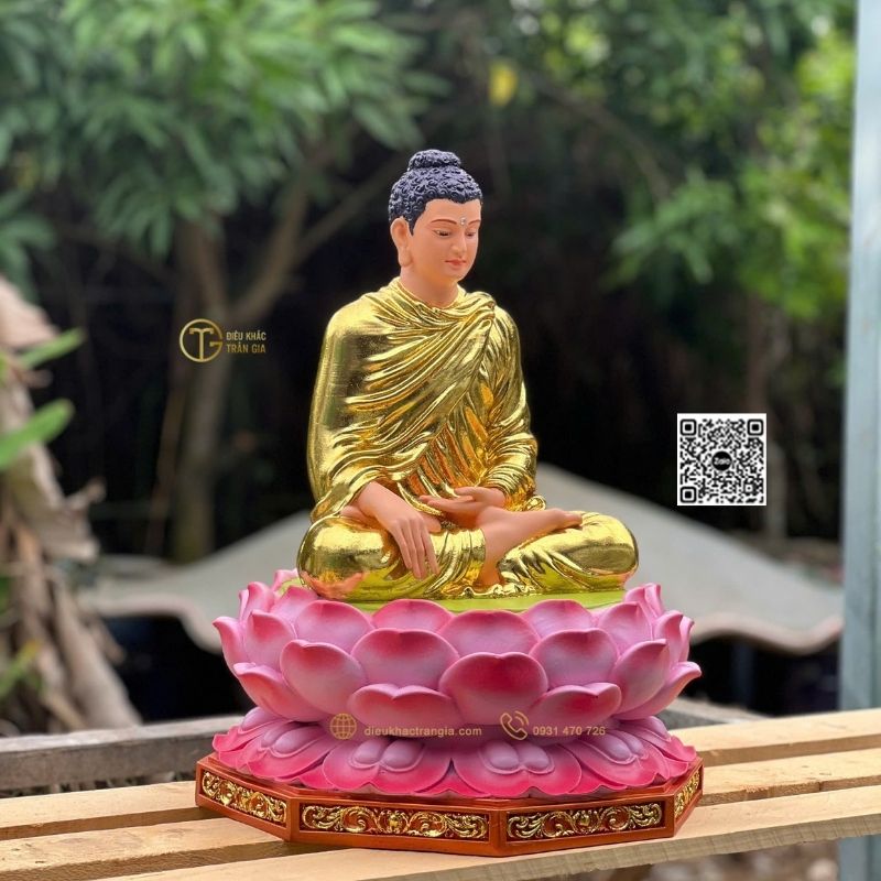 Một số hình ảnh mẫu Tượng Phật Bổn Sư Ấn Địa Xúc Ngồi Đài Sen 50cm tại xưởng Trần Gia