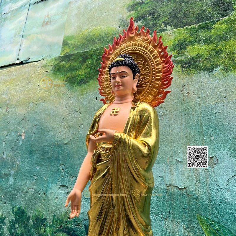 Hình ảnh mẫu Tượng Phật Adida Tiếp Dẫn 101cm tại xưởng Trần Gia