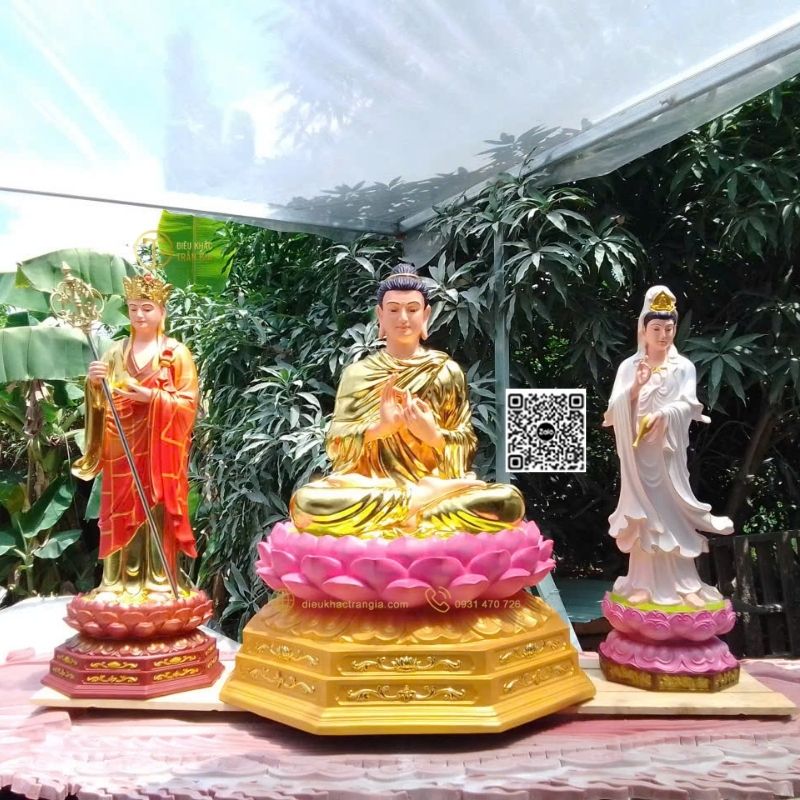 Hình ảnh mẫu Bộ Tượng Ta Bà Tam Thánh Đứng Đài Sen 1m1 tại Trần Gia