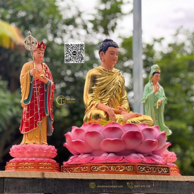 hình ảnh tượng Ta Bà Tam Thánh Nhựa Composite 50cm tại xưởng Trần Gia
