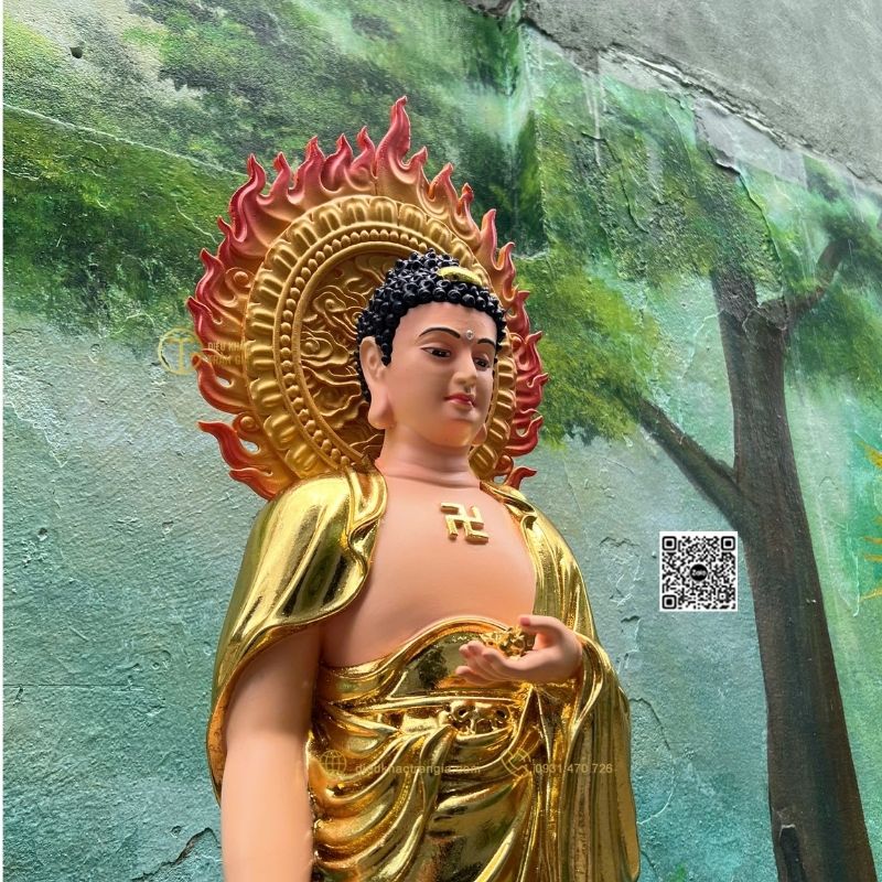 Hình ảnh mẫu Tượng Phật Adida Tiếp Dẫn 101cm tại xưởng Trần Gia