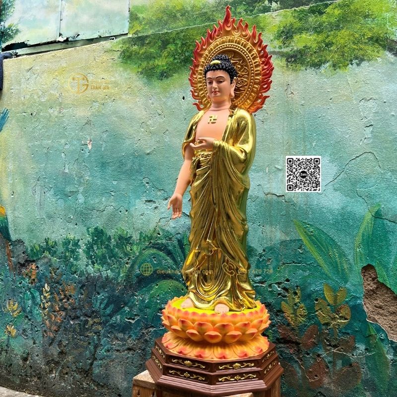 Hình ảnh mẫu Tượng Phật Adida Tiếp Dẫn 101cm tại xưởng Trần Gia