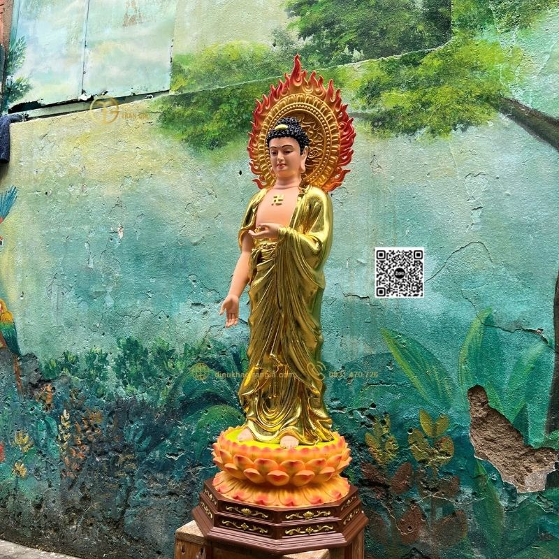 Hình ảnh mẫu Tượng Phật Adida Tiếp Dẫn 101cm tại xưởng Trần Gia