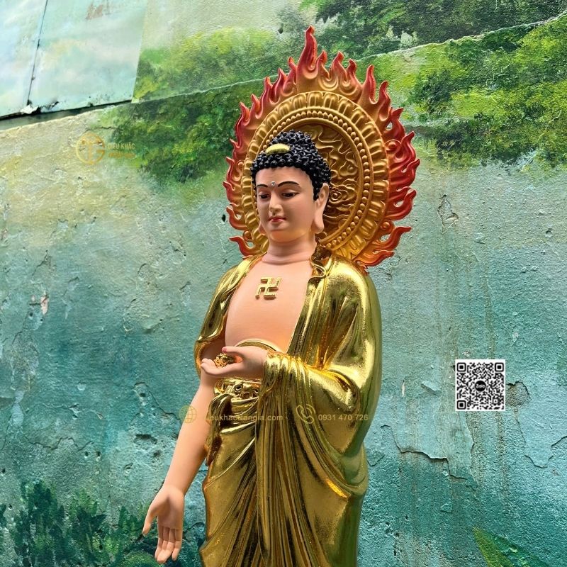 Hình ảnh mẫu Tượng Phật Adida Tiếp Dẫn 101cm tại xưởng Trần Gia