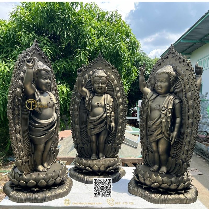 Hình ảnh mẫu Tượng Phật Đản Sanh 2 Mặt Giả Đồng tại Trần Gia