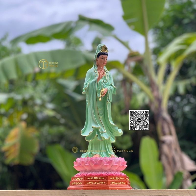 hình ảnh mẫu Tượng Phật Quan Âm Đứng Đài Sen 45cm tại xưởng Trần Gia