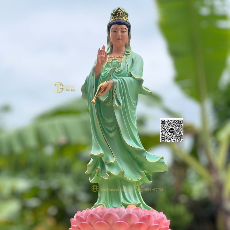 hình ảnh mẫu Tượng Phật Quan Âm Đứng Đài Sen 45cm tại xưởng Trần Gia