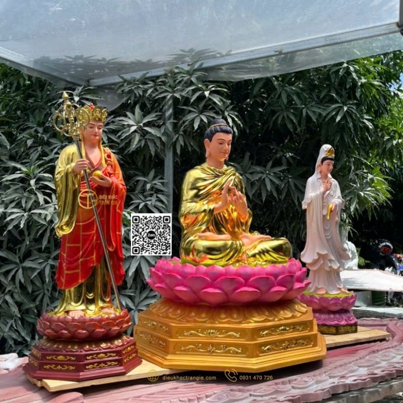Hình ảnh mẫu Bộ Tượng Ta Bà Tam Thánh Đứng Đài Sen 1m1 tại Trần Gia